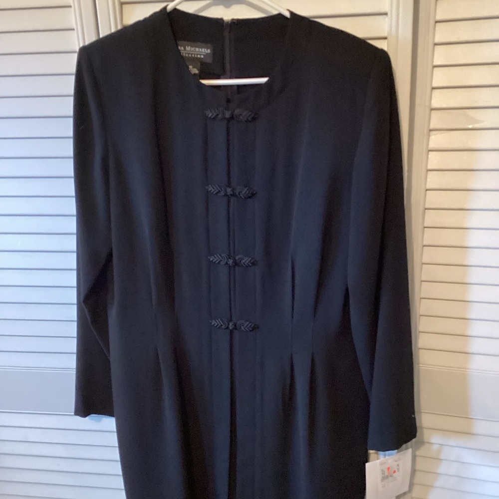 Vintage Debra Michael’s Collection ladies black crepe dressy dress, size 12, NWT